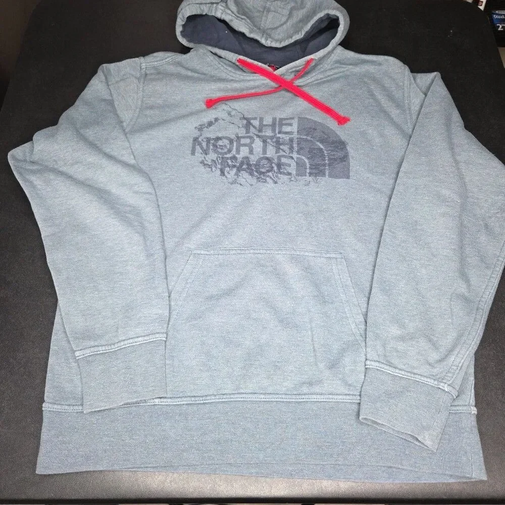 The North Face Mens Size Medium Hoodie Pull On Sweater Blue Mountains EUC